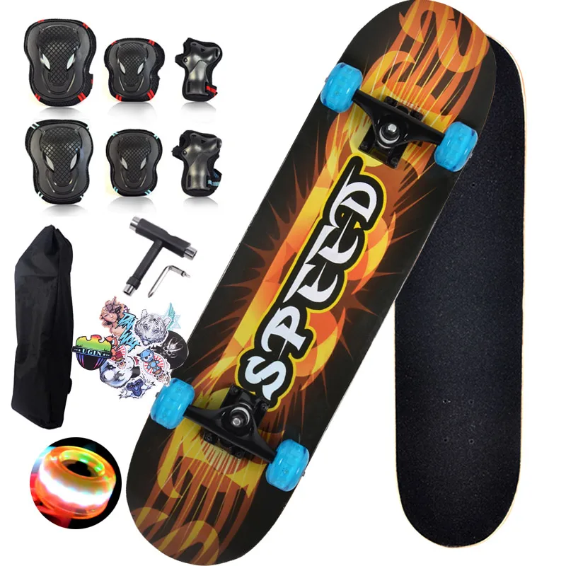 MS102 Adult intermediate level skateboard set Luminous wheel Abec-7 Bearing 95A Pu Wheel 7ply chinese Maple Skateboard Set