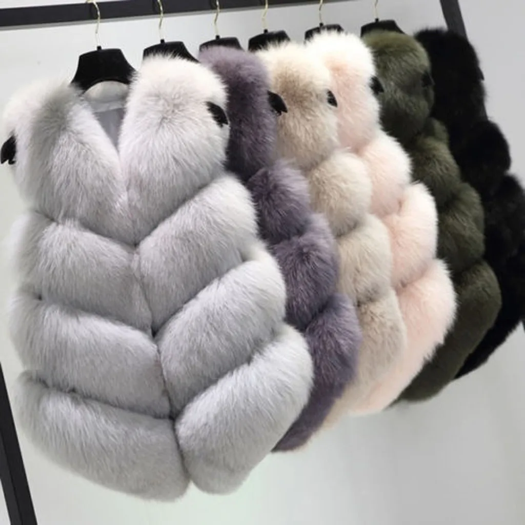 

Thick Warm Autumn Winter High Quality Casual Outwear Slim Vest Like Womens Gilet Outwear Warm Faux Fur Waistcoat Jacket Coat