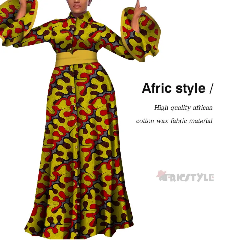 2019Vestidos africanos para mujeres estampado drapeado vestidos largos rectos Bain Riche africano Ankara vestidos chal WY5483
