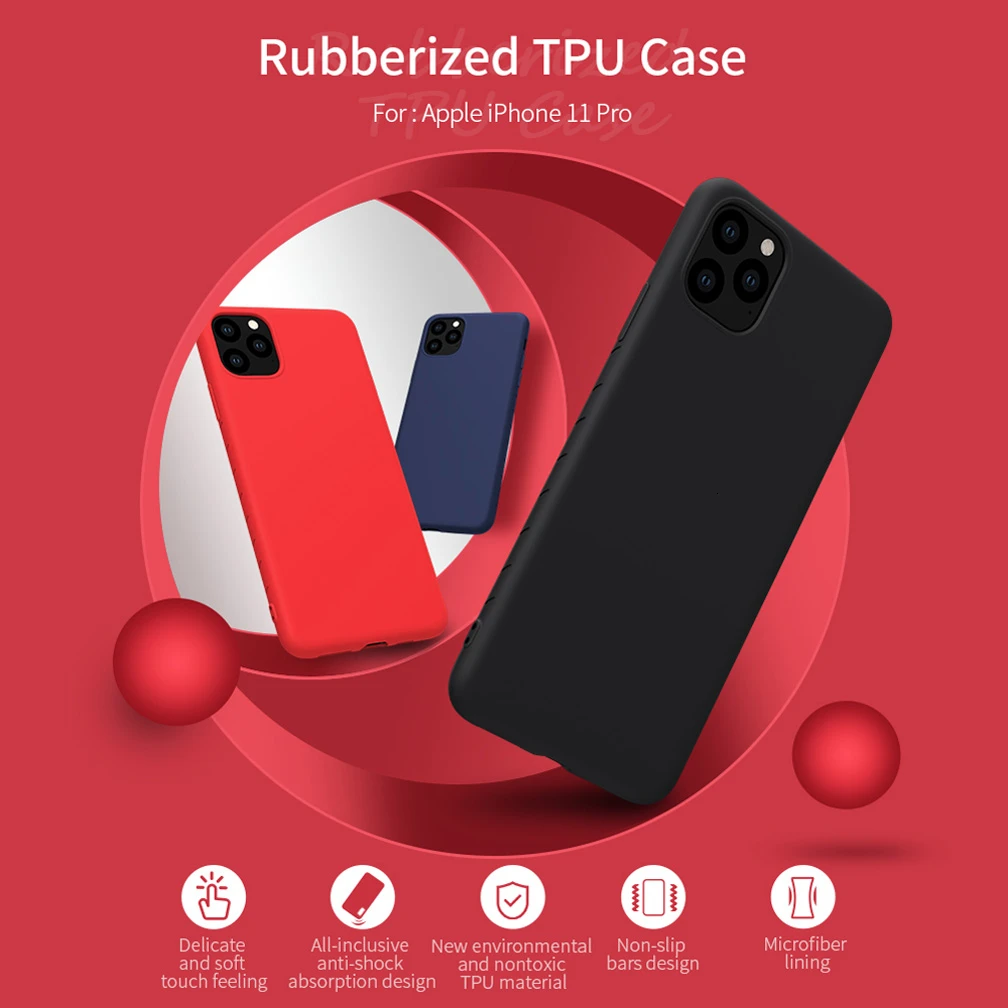 

For iPhone 11 Pro Max case NILLKIN Slim Soft Liquid Silicone Rubber Shockproof Case For iPhone 11 Pro 5.8/6.1/6.5 inch cover