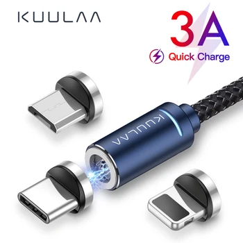 

KUULAA Magnetic Cable Micro USB Type C Fast Charging MicroUSB Type-C Magnet Charger Wire USB C For iPhone 11 X XR USB Cable