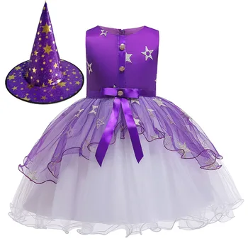

Baby Girls Christmas Dress Toddler Kids Bowknot Embroidery Princess Tulle Dress New Year Sets Cosplay Costume And Hat 2 Pc