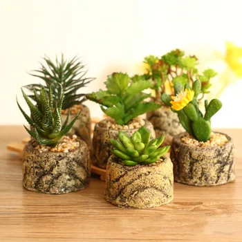 

Artificial Plants With Pot Simulation Green Succulents Plants Mini Bonsai Potted Placed Green Fake Plants Deaktop Decoration