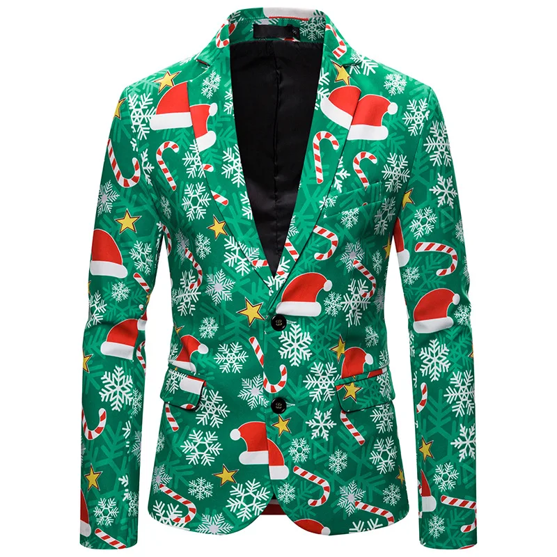 MarKyi Christmas New 3D Print Men's Blazers Hip Hop Mens Blazer Jacket Casual Men Suit Jacket Slim Party Suit - Цвет: SD13