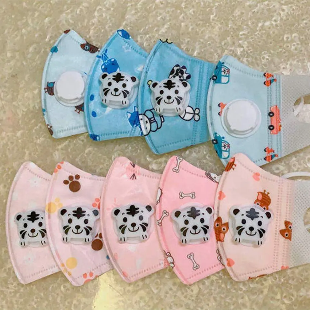 

Disposable Children Mask Breathing Valve N95 Meltblown Cloth Dustproof Cartoon Five-Layer Protective Mask For 0-10 Years Kids