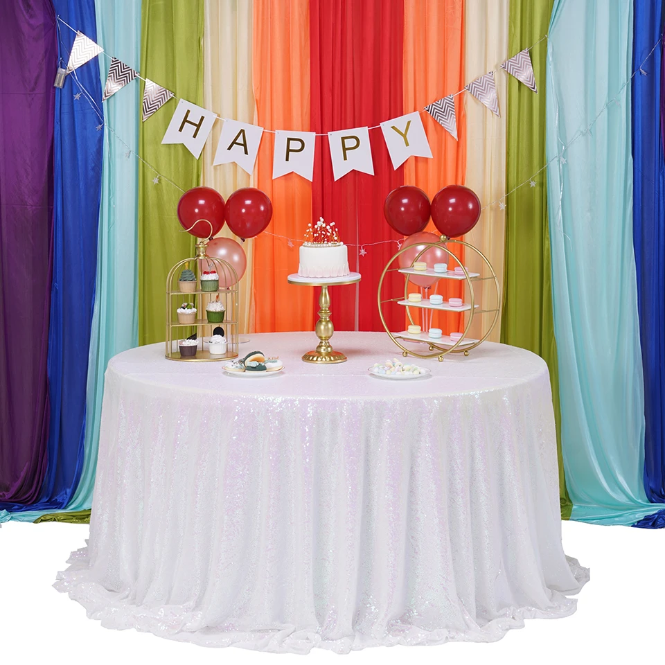 Nappe De Table Blanche Irisee A Paillettes Pour Fete Mariage Anniversaire Decoration De Maison Aliexpress