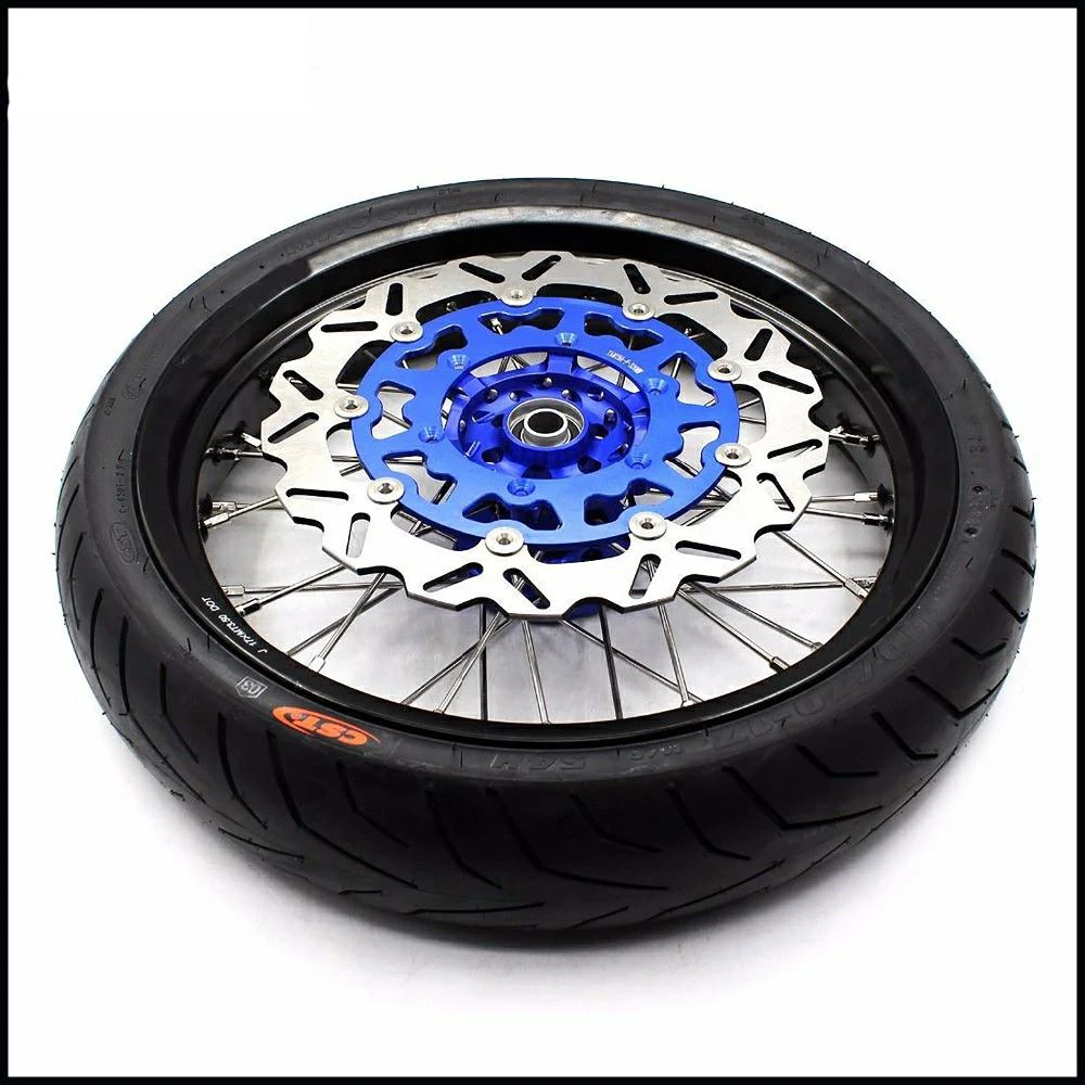 Колесные диски KKE 3 5/4 25 Supermoto для Suzuki DRZ400 2000 2004 DRZ400E 2007 DRZ400S 2019 синие ступицы