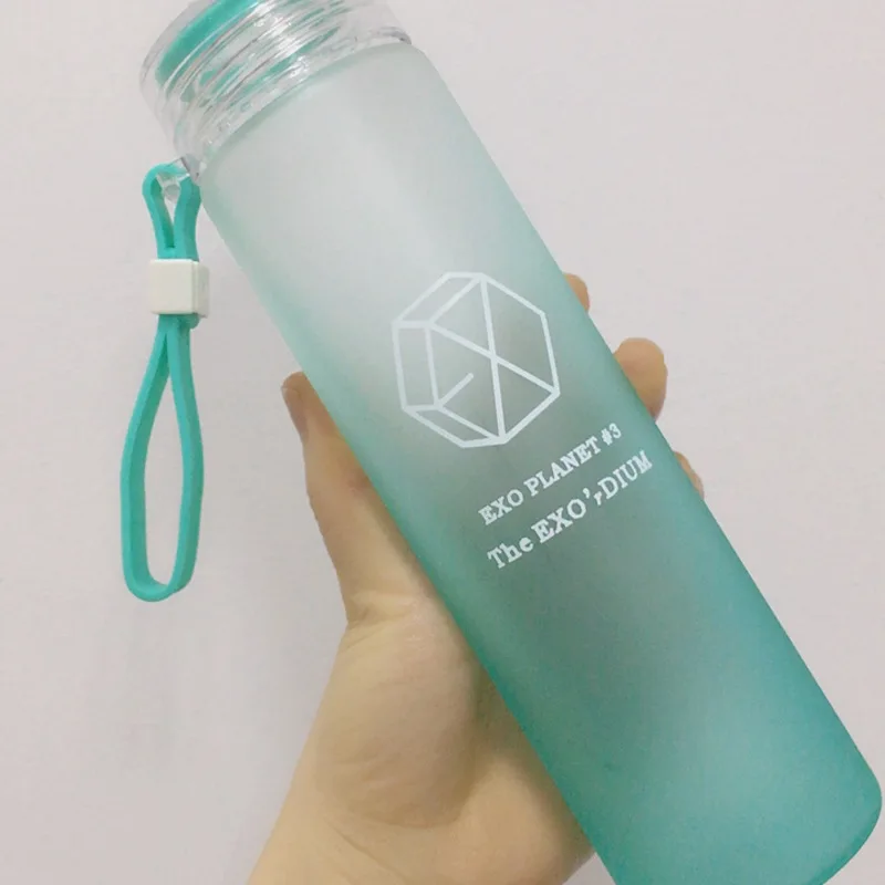 New arrival Korean exo Summer Gradient Frosted Freshness Letter Lemon Cup New kpop Baek hyun Same Glass Bottle Journey Bottles