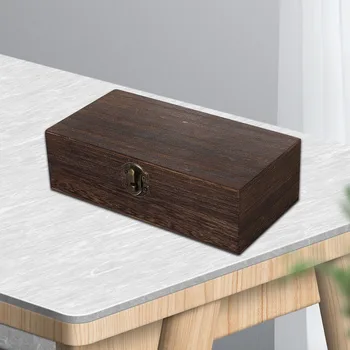 

Dustproof Lock Lid Crafts Household Sundries Organizer Decoration Jewelry Case Wooden Storage Box Gift Container Carrying Travel
