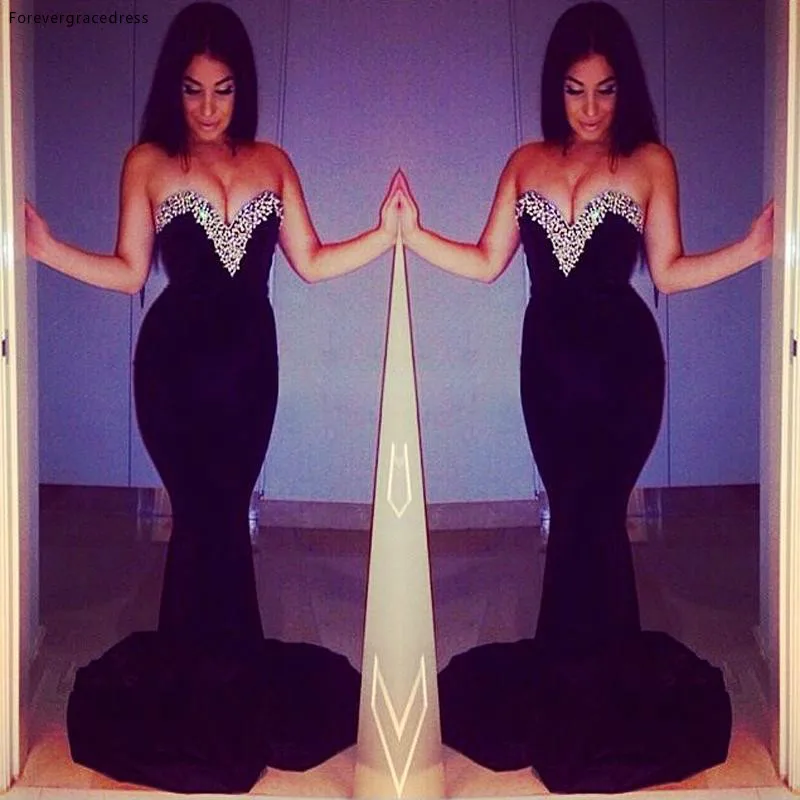 

Black Evening Dress Slim Mermaid Sweetheart Beaded Long Special Occasion Party Gown