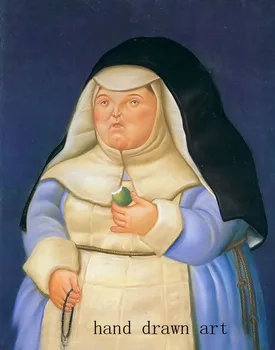 

Artist's perfect high-quality hand-drawn abstract oil painting on canvas: reproduction of Fernando Botero, kind convent dean