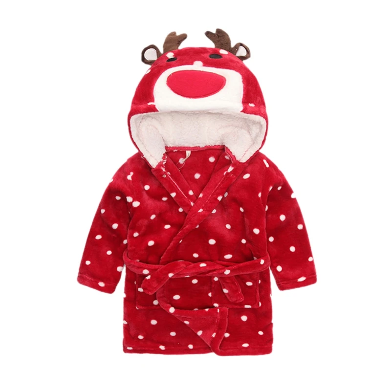 

1pc Children Boy And Girl Bath Hooded Bathrobes Cartoon Animal Homedress Robes Cute Pajamas