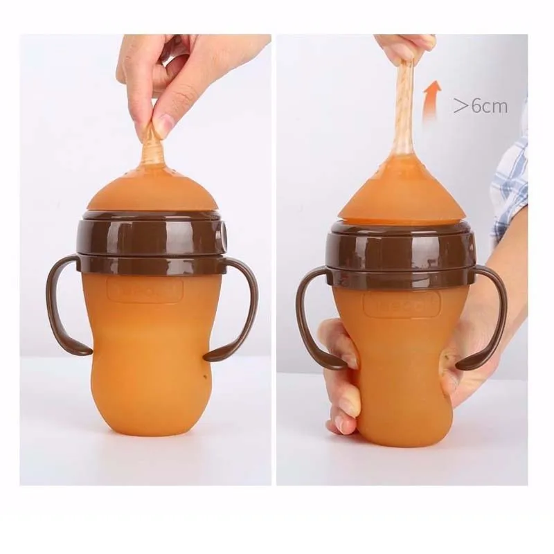 Baby Silicone Bottle Anti Colic Air Vent Wide Neck Natural Nursing Feeding Bottle For Newborn Infant 0-18 Month BPA Free 250ml