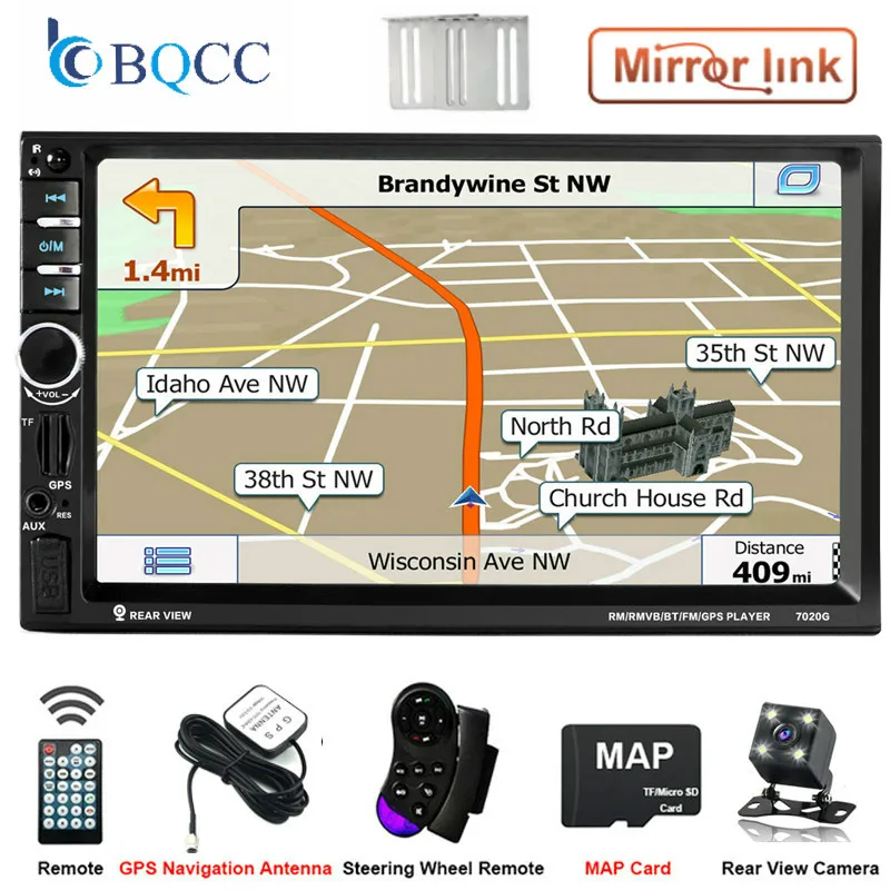 

Car Radio 7021G 2 Din 7 Inch TFT MP5 Player USB Bluetooth Auto Video Remote Control Audio GPS Navigation Rear View Camera