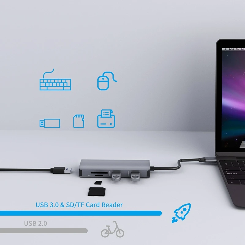 Док станция с разъемом типа C HDMI VGA USB3.0 аудио концентратор питания для ноутбука Mac