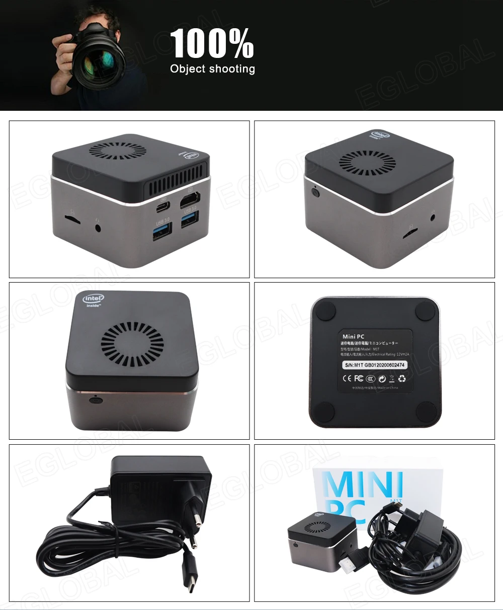 Eglobal Palm Computer with Intel Celeron N4100 Quad-Core, 8GB LPDDR4, 128GB SSD, 2.4G/5G WiFi, BT4.2, Mini PC - Windows 10 Pro Description Image.