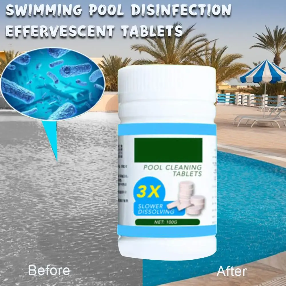 

100 Pcs Pool Cleaning Tablet Effectively Purify Water Crystal Clear Pool Foaming Cleaners Swimming Pool Detergent
