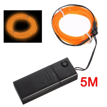 

Orange Flexible EL Wire Neon Light 5M Dance Party Decor+Controller