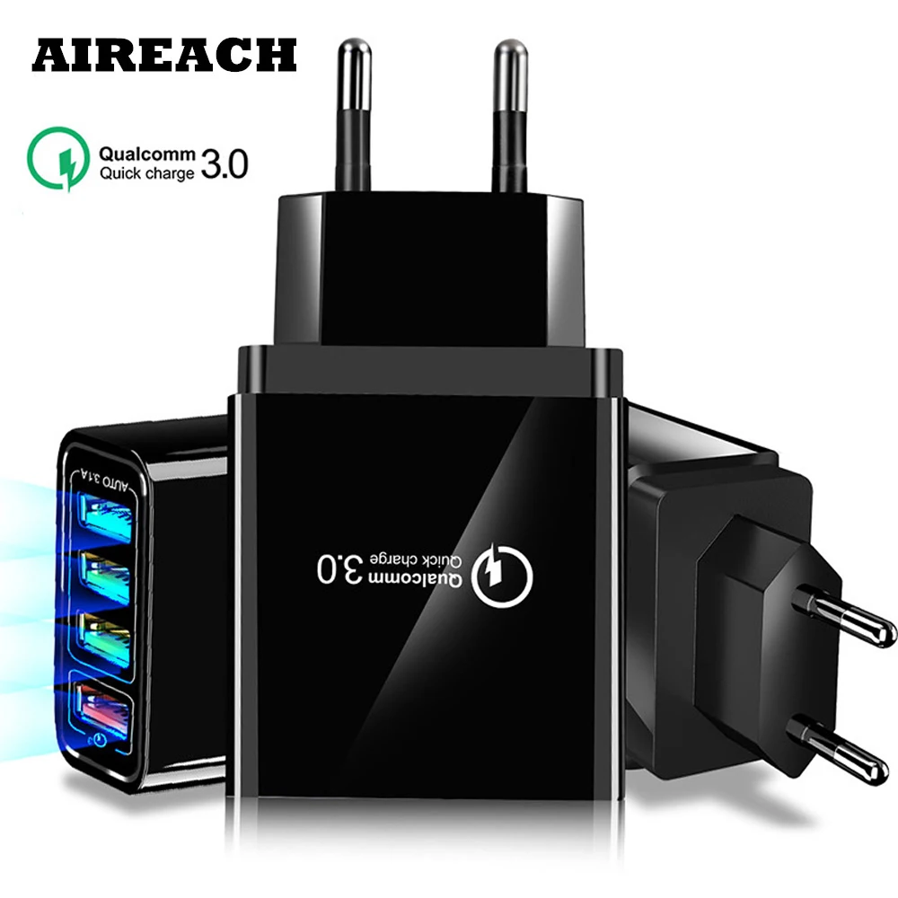 AIREACH 18 Вт Зарядное устройство 4USB мобильный телефон зарядное стандарт ЕС США