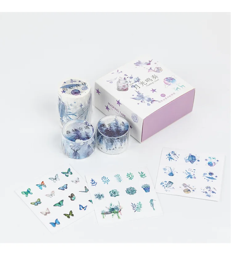 4pcs/lot Decorative Vintage Wide Adhesive Washi Tape Set Masking Tape Stationery Scrapbooking Planner Accessories