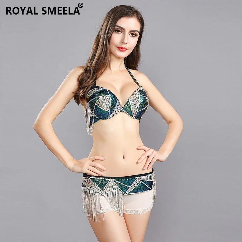Женский костюм для танца живота ROYAL SMEELA зеленый комплект с цыганским