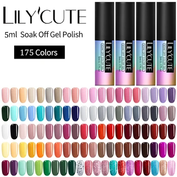 

LILYCUTE 5ml 175Colors Colorful Glitter UV Gel Sequins Soak Off Semi Permanent Nail Art Gel Nail Art DIY