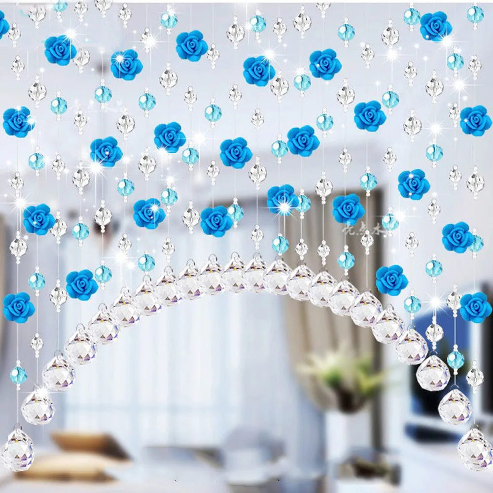 

Crystal Glass Rose Bead Curtain Luxury Living Room Bedroom Window Door Wedding Decor Glass Crystal Curtain Dropship Hot Sale