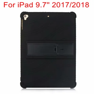 Силиконовые Чехлы для iPad Air2 чехол Funda чехол Полная защита тела Регулируемая подставка для iPad 9,7 Pro 9,7 - Цвет: Black