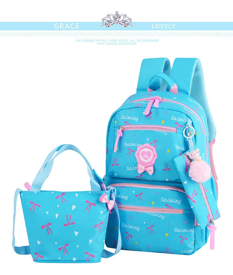 Printing 3pcs/Set Backpacks Cute School Bags For Teenager Girls travel Backpack kids Princess Schoolbags mochila escolar