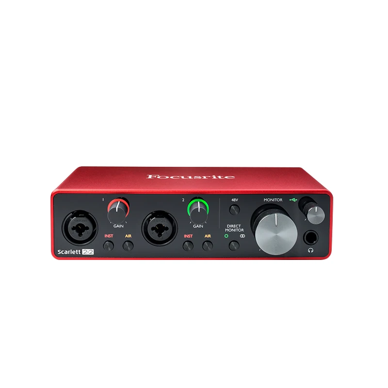 Обновленный Focusrite Scarlett 2i2 3-го поколения Профессиональный записывающий аудио интерфейс USB 2,0 Звуковая карта микрофонный предусилитель