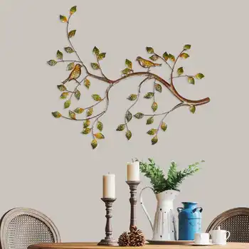 

European Tree of Life Leaves Bird Hanging Ornament Metal Wall Art Decal Mural Decor Tree Branches Bird Wall Mural