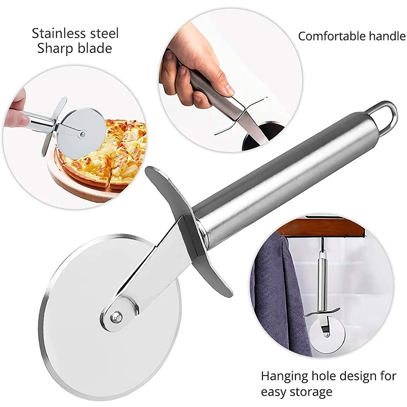 Pizza Cutter Premium Stainless Steel Kitchen Wheel Server Tools Home Knife Waffle Cookies Cake Bread Dough Slicer Baking Gadgets