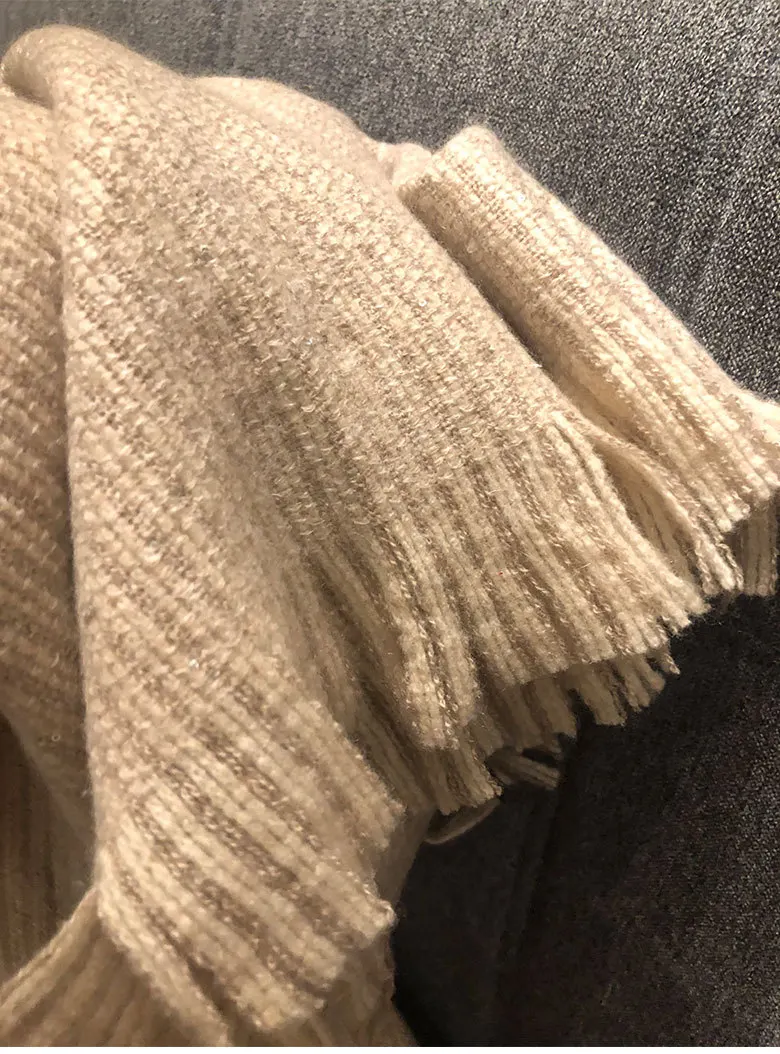 Naizaiga кашемировый вязаный шарф с блестками, кисточка, мягкий удобный однотонный шарф, шаль, сохраняющий тепло, пашмины, JRSM113