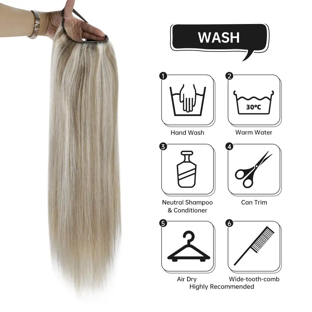 Human Hair Wigs Full Shine Half Wig Ombre Color Clip in Half U Wigs Human Hair Extensions