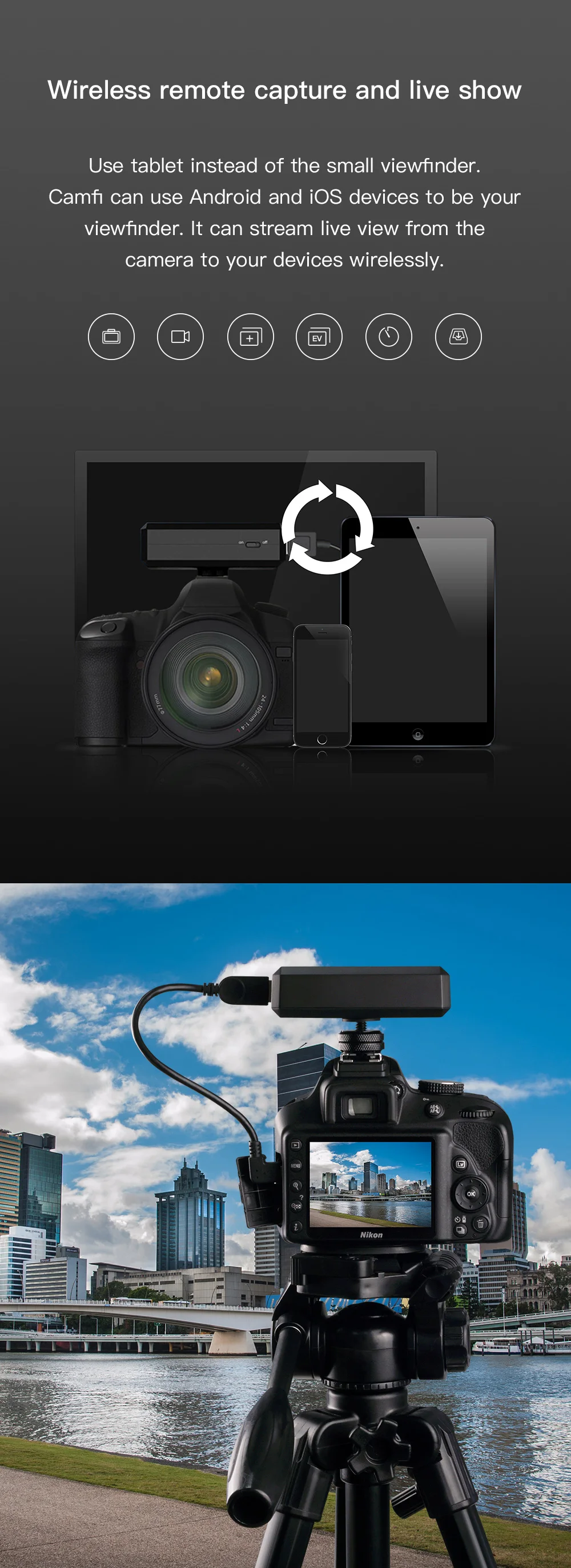 Camfi Cf102 Wireless Remote Controller Wifi For Dslr Camera