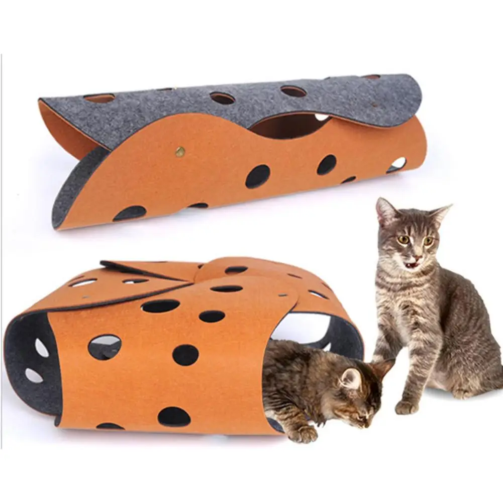 

2PCS DIY Thickened Wool Felt Cat Tunnel Pet Channel Roll Dragon Cat Litter Four Seasons Universal Removable Washable Cat Toy