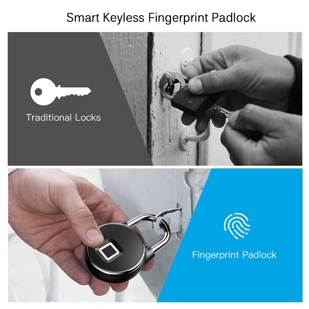 

Hot USB Rechargeable Smart Keyless Fingerprint Lock Fast Response 10-Groups Fingerprints IP66 Waterproof Anti-Theft Security Pad