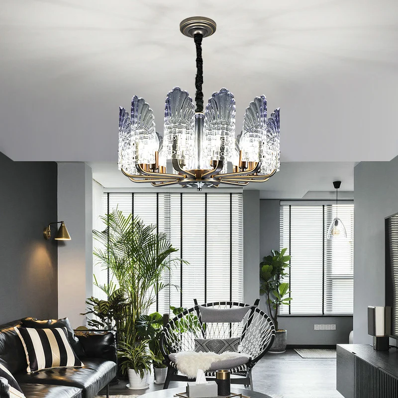 

Nordic luxury LED chandelier ceiling Modern Iron hanging lights Transparent Glass fixtures for hall living room home deco