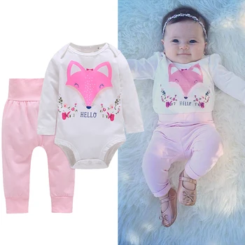 

Autumn Newborn Baby Girl Clothes Baby Christmas Outfits 2pcs Sets Cotton Long Sleeve Cartoon Animal Fox Tops+long Pants 6-18M