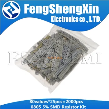 

80valuesX 25pcs=2000pcs 0805 SMD Resistor Kit Assorted Kit 1ohm-1M ohm 5% Sample Kit New