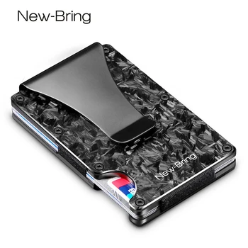 

NewBring Slim Abstract Texture Carbon Fiber Card Holder Credit Card ID RFID Blocking Wallet Front Pocket Gift EDC Minimalist