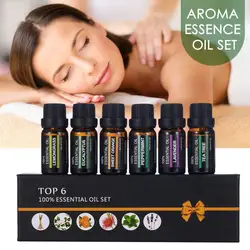 10ml Pure Essential Oils 6pcs Gift Set Plant Aroma Essential Oil Diffuser Eucalyptus Vanilla Mint Lemongrass Lavender Oil