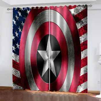 

Marvel Captain America Hero 2 Panels/Set Window Curtain Block out Fabric Drapes Darkening Thermal Insulate Bedroom Cartoon