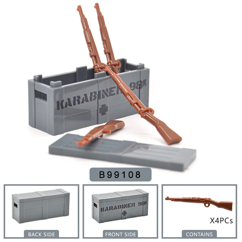 Custom-made Gun Crate Box w/ Gun Building Blocks Toys MOC Kar 98k