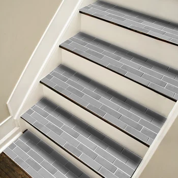 

Funlife 21x100cmx7pcs Classic Grey Brick Peel and Stick DIY Waterproof Kitchen Bathroom Home Tile Sticker Stair Wall Sticker