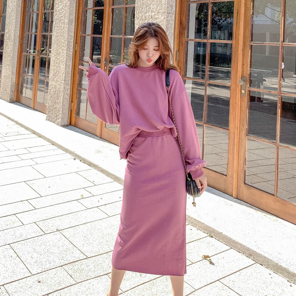 

Fashionable Hoodie Skirt Set Women's 2019 Autumn New Style Casual CHIC-Style Hoodie + Sheath Skirt Two-Piece Set