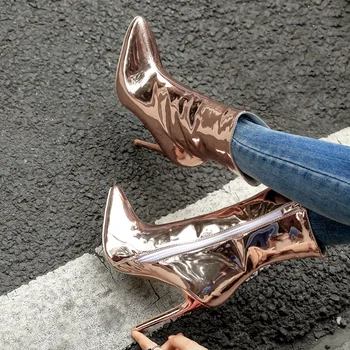 

DORATASIA Zipper Party Dress Shoes Brand Designer Boots Women Fashion Silver Pointed Toe High Heels Party Boots