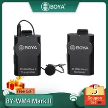 Boya BY-WM4/WM4 Mark II беспроводной Студийный конденсаторный микрофон Система петличный нагрудный микрофон для интервью для камер iPhone Canon Nikon