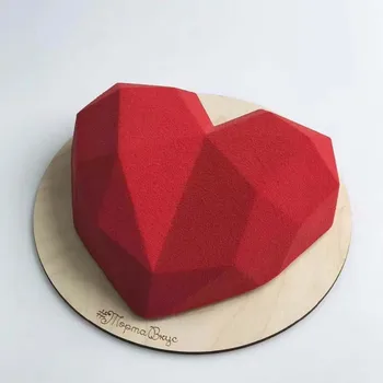 

1pc 3D Diamond Love Heart Dessert Cake Mould Pop Silicone Art Mold 3D Mousse Baking Pastry Silicone Moule Decoration