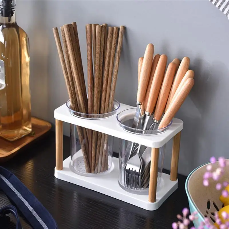 

Kitchen Dual Chopsticks Holder Multifunctional Plastic Knife Flatware Drainer Holder Kitchen Organizer Rack For Home Restaurant